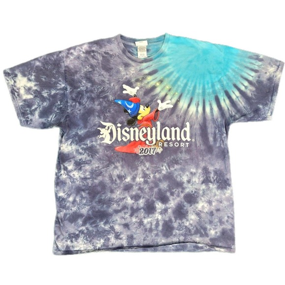 Disney Other - Fantasia Mickey Disneyland Resort 2017 Mens Blue Tie Dye T-shirt Size XXL